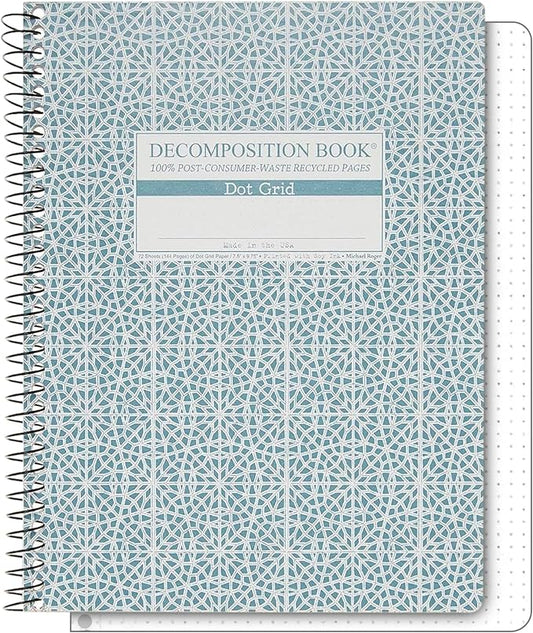 Decomposition Mosaic Dot Grid Spiral Notebook - 9.75 x 7.5 Journal with 144 Dot Grid Pages - 100% Recycled Paper - Notebooks for School Supplies, Home & Office - Made in USA-DeskLoop Office