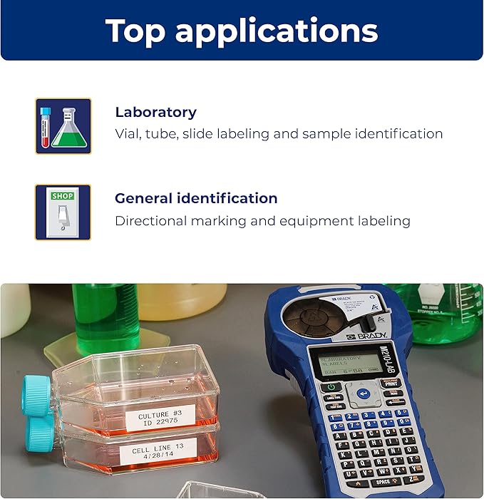 Brady M210-LAB Portable Label Printer, Blue/Gray, 9.5 in H x 4.5 in W x 2.5 in D-DeskLoop Office