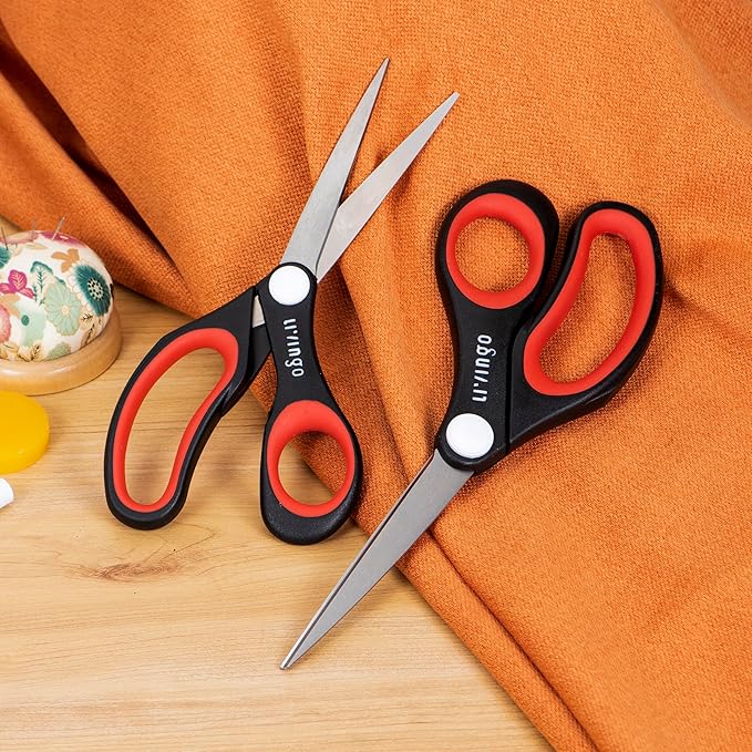 LIVINGO All Purpose Scissors Set - 4 Pack Sharp Multipurpose Heavy Duty Shears for Kitchen Cooking Sewing Fabric Cutting Poultry Food Paper Craft Office Household School Multi Pack Utility Shears-DeskLoop Office