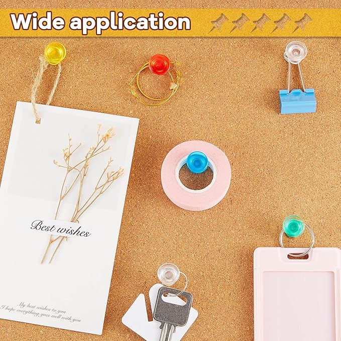 Outus 100 Pcs Giant Push Pins Large Thumb Tacks Plastic Heads 1 Inch Jumbo Push Pins for Cork Board Map Posters Office School(Red, Yellow, Blue, Green, Transparent)-DeskLoop Office