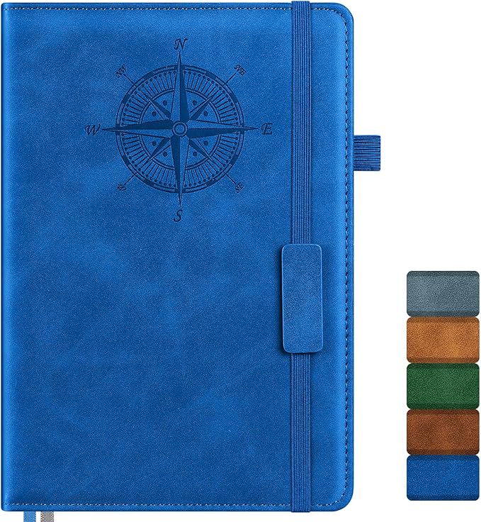 Notebook Journal for Women Men: Leather Journal for Writing, Hardcover College Ruled Journals Notebooks with Thick Paper, Large A5 Daily Journal for Travel, Diary, Gifts for Teens, 5.7"×8.5", Blue-DeskLoop Office