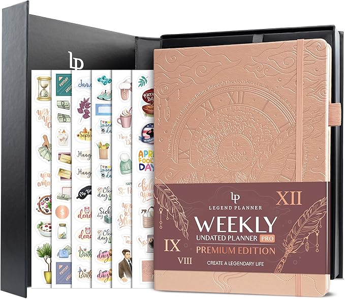 Legend Planner PRO Premium – Large Undated Weekly, Monthly & Budget Planner with Habit Tracker – Life Organizer for Time & Task Management, Goal Setting & Productivity – A4 Size (Rose Gold, New Cover)-DeskLoop Office