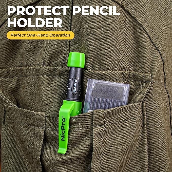 Nicpro Carpenter Pencil with Sharpener, CP3000 Carpenter Mechanical Pencils with 19 Refill, Deep Hole Marker for Construction, Heavy Duty Construction Pencil, Woodworking Tool for Architect Marking-DeskLoop Office