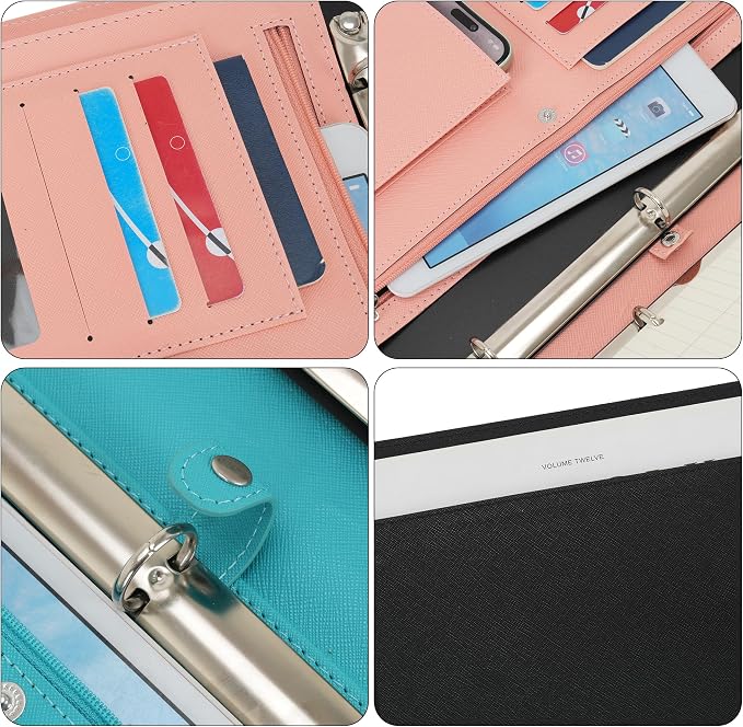 Wonderpool A4 PU Leather Ring Holder Writing Portfolio Multi Document Case - Image 7