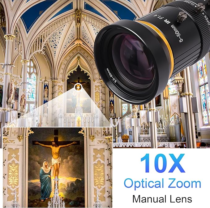 SVPRO HDMI Camera 4K USB Camera HD Streaming Webcam with 5-50mm Telephoto Zoom Manual Lens Industrial Camera CS Mount 10X Optical Zoom Camera for PC Computer,Laptop,Monitor,TV-DeskLoop Office