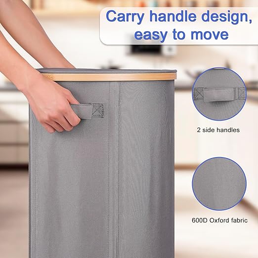 efluky Recycling Bin for Kitchen 100L, 26 Gallon Recycle Bins for Indoor Outdoor Home Use with 2 Removeable and Reusable Inner Bags, Tall Recycle bin for Bottle Can Plastice Stickers (Grey)-DeskLoop Office