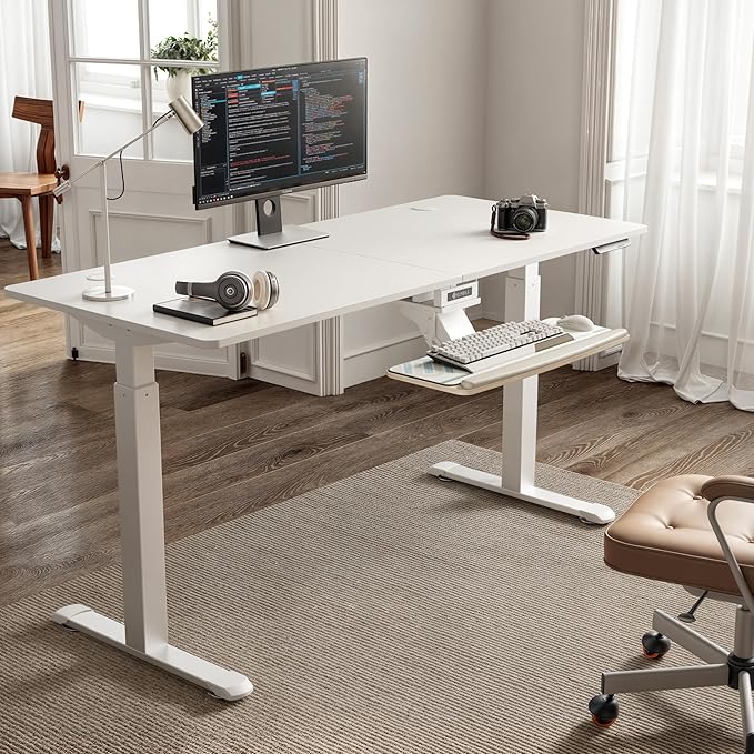 EUREKA ERGONOMIC Keyboard Tray Height Adjustable, Swivel Tilt Computer Keyboard Drawer Under Desk, 25x9.13'' Sliding Keyboard & Mouse Platform with Mouse Pad for Typing, Maple-DeskLoop Office