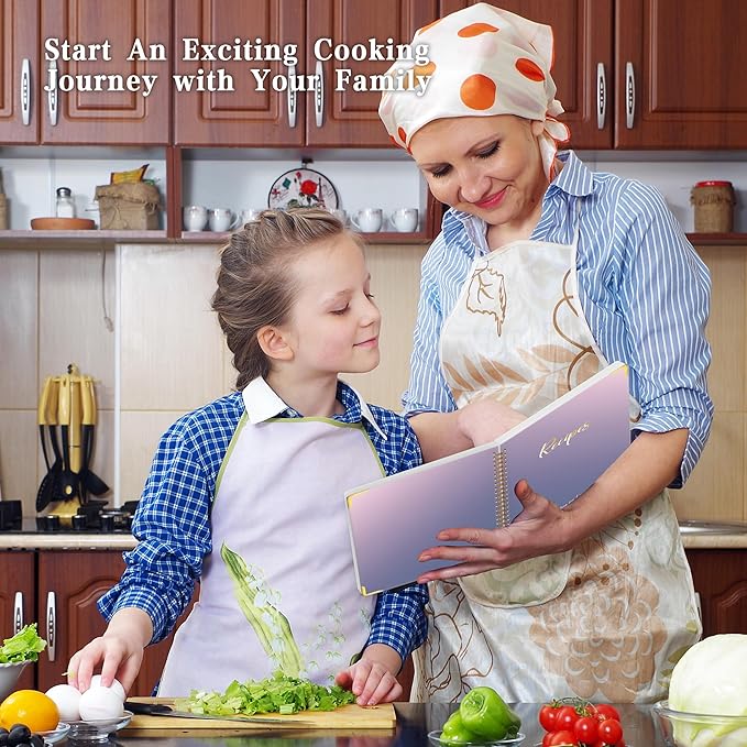 Blank Recipe Book to Write in Your Own Recipes, Blank Cookbook with 175 Pages for Family Cooking Lover, Recipe Notebook with Tab Sticker Sheets, Recipe Journal, Hardcover, 7.5" x 9.5"-DeskLoop Office