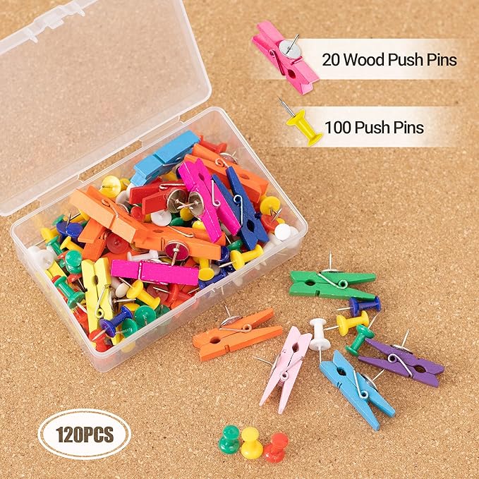 AKTOP Cork Board Bulletin Board 12x12, 1/2" Thick Cork Board Tiles 12 Pack, Small Square Pin Board for Wall, Self Adhesive Corkboards with 120 Push Pin Wood Clips for School, Home & Office-DeskLoop Office