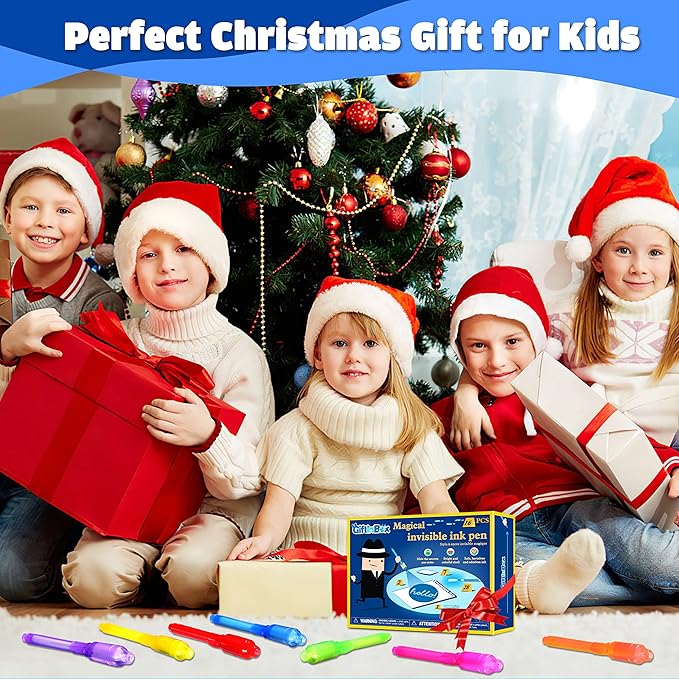 GIFTINBOX Invisible Ink Pen, 16PCS Spy Pen with UV Light for Kids, Birthday Party Favors for Kids 4-8 8-12, Classroom Prize for Students Magic Marker for Secret Message-DeskLoop Office