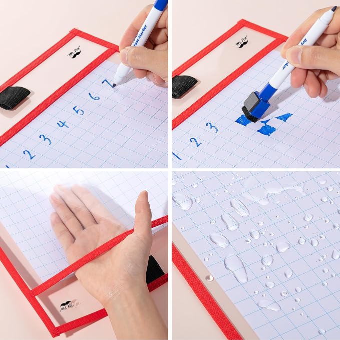 Mr. Pen- Reusable Dry Erase Pocket Sleeves, 6 Pack, Colorful | Clear Plastic - Image 8