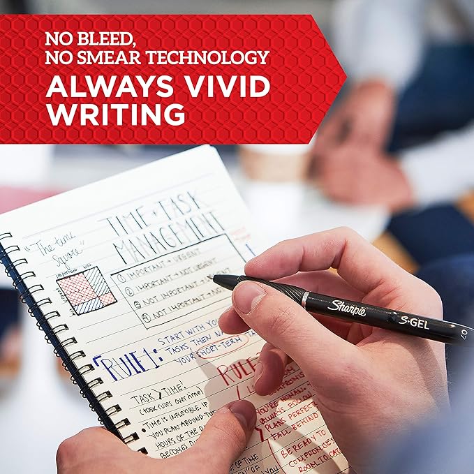 Sharpie S-Gel Gel Pens, Black Barrel, Medium Point (0.7mm), Black Gel Ink Pens, 12 Count - Home, Office, School, Journaling, Writing, Note-Taking, Teacher Supplies-DeskLoop Office