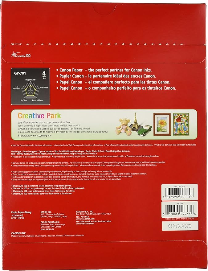 Canon PG-243/ CL-244 Ink Multi Pack, Compatible to TR4520, MX492, MG2520, MG2922, TS302 and TS202 & nk Glossy Photo Paper 8.5" x 11" 100 Sheets (1433C004)-DeskLoop Office