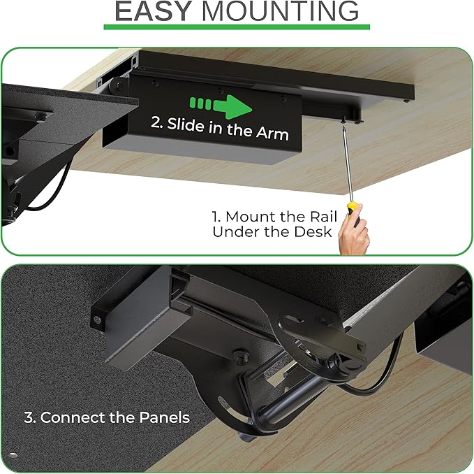 Uncaged Ergonomics KT2-b Under-Desk Adjustable Height & Angle Sit to Stand Up Keyboard Tray with negative tilt Best standing desk computer keyboard holder drawer-DeskLoop Office