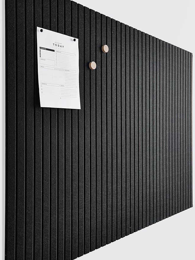 Large Cork Boards for Walls Black Felt Board Alternative - Slat Wall Paneling, Felt Bulletin Board Tiles for Office Decor, Push pin Board Office Wall Organizer -12-Pack (Black)-DeskLoop Office