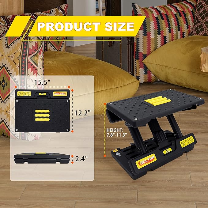 Footrest for Under Desk, Height Adjustable Footrest with Massage Roller and Thick Cushion, Foldable Ergonomic Foot Rest for Car, Office, Home, Train-DeskLoop Office