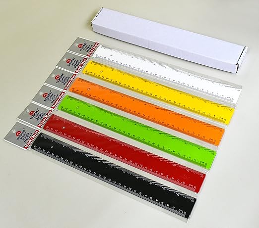 Acrimet Plastic Ruler 12 Inches/ 30 Centimeters, Measuring Device Tool for Student, School, Office, Heavy Duty (Citric Assorted Color) (6 Pack)-DeskLoop Office