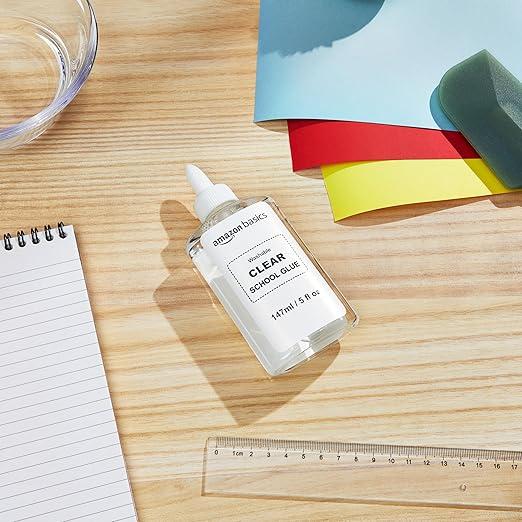 Amazon Basics Washable Liquid School Glue, 5 fl.oz Bottle, 147ml,1-Pack, Clear-DeskLoop Office