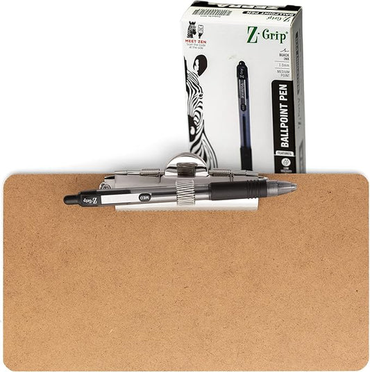Officemate 5" x 9" Clipboard for Receipts, Low Profile Metal Clip & Pen Holder on Side, Memo Size for Restaurants, Hotels, Food Trucks, Bars, Schools, and Other Venues, 12 Clipboards + 12 Pens (83159)-DeskLoop Office