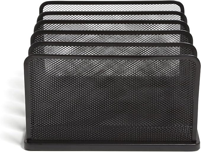TRU RED Wire Mesh File Organizer, 5‑Compartment, Matte Black – Vertical Desktop - Image 4