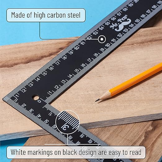 Mr. Pen- Carpenter Square, Framing Square, 8 inch x 12 inch , Carpenters Square , Right Angle Ruler, Framing Tools, L Shape Ruler, Metal Square, Steel Square-DeskLoop Office
