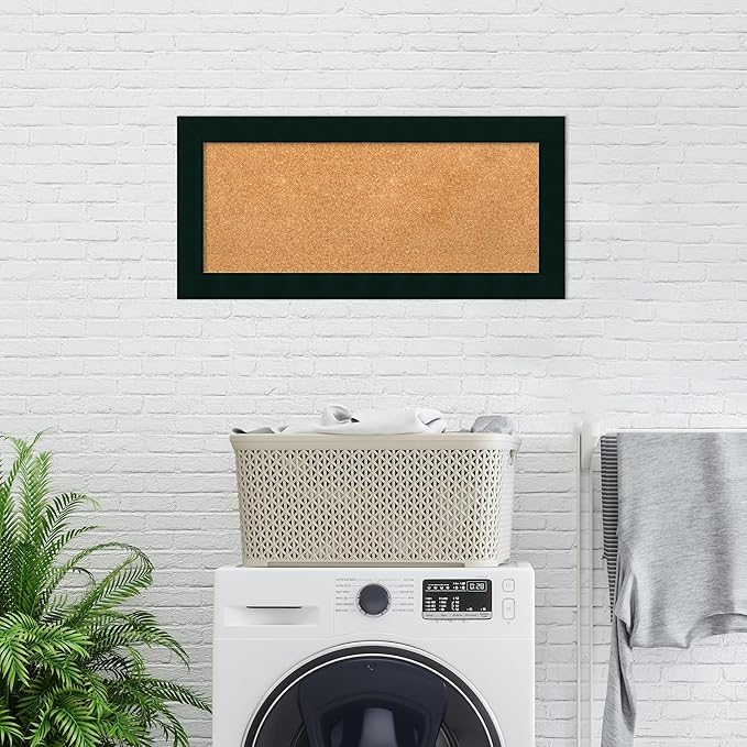 Amanti Art Natural Cork Board for Wall, 16x34 Vision Board with Black Wood Frame, Medium Corkboard Office Decor for Home Organization, Modern Corkboard Pinboard to Display Items for Home Organization-DeskLoop Office