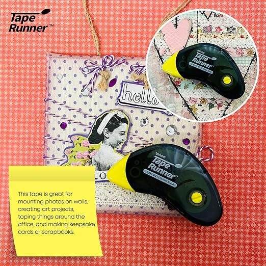 Tape Runner - Double Sided Adhesive with Dispenser Roller Included - Acid Free, Sticky, Clear & Transparent - Ideal for Scrapbooking, Crafts & More - Boomerang (417 inches per cartridge), 5 Cartridges-DeskLoop Office