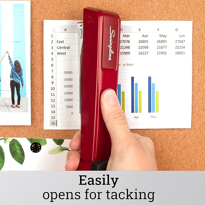Swingline Stapler, 30 Sheet Capacity, 747 Classic Stapler, Jam Free, Metal, Lipstick Red (74718)-DeskLoop Office