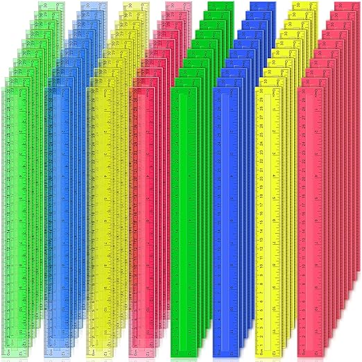 504 Pcs Rulers Bulk, 12 Inch Plastic Assorted Color Clear Rulers with Inches Centimeters Millimeter. Measuring Drawing Tool for Kids, Ideal Back to School Classroom Office Home Supplies-DeskLoop Office