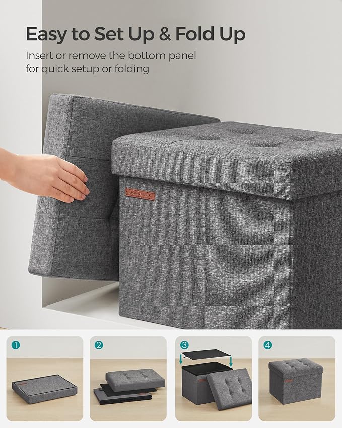 SONGMICS Small Folding Storage Ottoman, Foot Rest Stool, Cube Footrest - Image 7