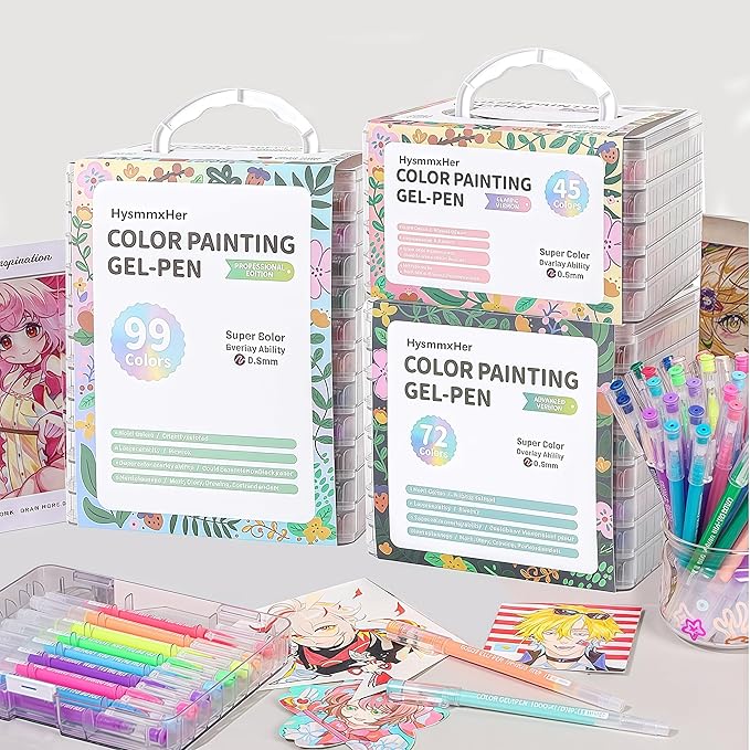 Colored Gel Pens Set, 0.6mm Fine Point for Black & White Paper, Cute Pens for Journaling, Adult Coloring Books, Bible, Drawing, Note Taking, School & Journaling Supplies (45 Basic Colors)-DeskLoop Office