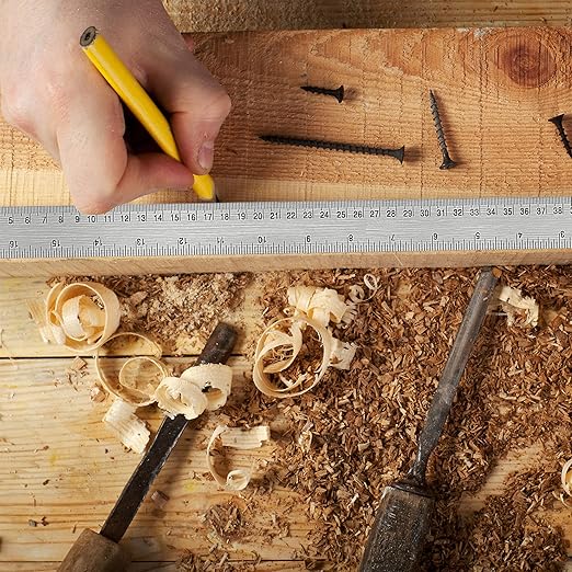 Metal Ruler with Cork Backing, 12 Inch & 18 Inch Stainless Steel Rulers, Non-Slip Straight Edge Measuring Tools with Inch and Centimeter Markings for School, Office, Woodworking-DeskLoop Office