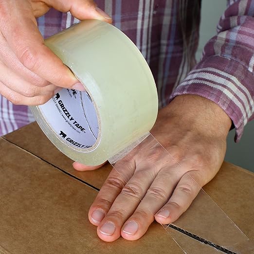 Grizzly Power Clear Packing Tape Refill Rolls for Shipping, Moving, Packaging - True 2 Inch x 65 Yards, 3 Inch Core, 2.8mil Thick, 36 Rolls Bulk Case-DeskLoop Office