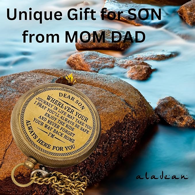 Gift for Son from Mom Dad | Engraved Compass 2" - Father to Son Gifts, Mom to Son Gifts for Graduation 2025, Birthday Baptism Confirmation Communion-DeskLoop Office