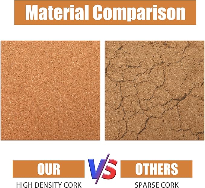 SUNGIFT Cork Boards for Walls - 12" x 12" Corkboard Squares, 1/2" Thick Cork Board Tiles, 6 Pack Wall Bulletin Board with 50 Push Pins for Office, Home Decor-DeskLoop Office