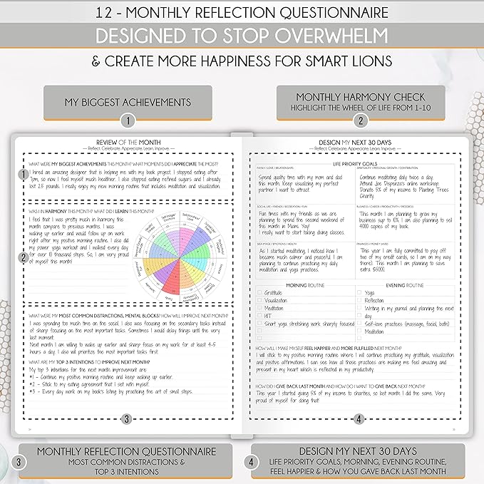Life Planner - Undated Daily, Weekly & Monthly Planner with Budget Section | A 12 Month Journey to Increase Productivity & Happiness | Life Organizer & Gratitude Journal - Horizontal Format-DeskLoop Office