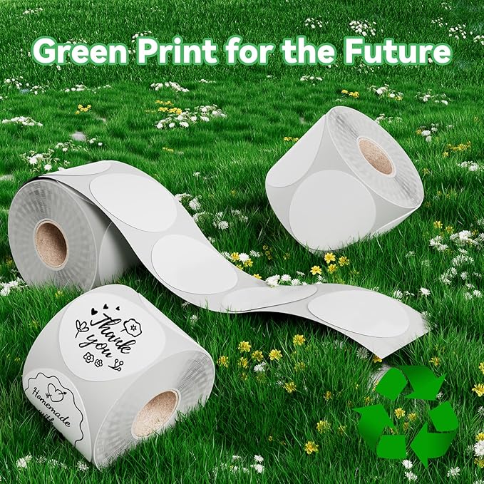 2'' White Round Thermal Labels, 750pcs Circle Thermal Printer Label, Multi-Purpose for DIY Logo Design, Name/Price Tag, Address, QR Code, 750 Labels/Roll-DeskLoop Office