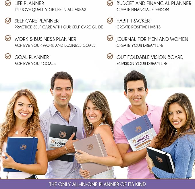 Life Planner - Undated Daily, Weekly & Monthly Planner with Budget Section | A 12 Month Journey to Increase Productivity & Happiness | Life Organizer & Gratitude Journal - Horizontal Format-DeskLoop Office