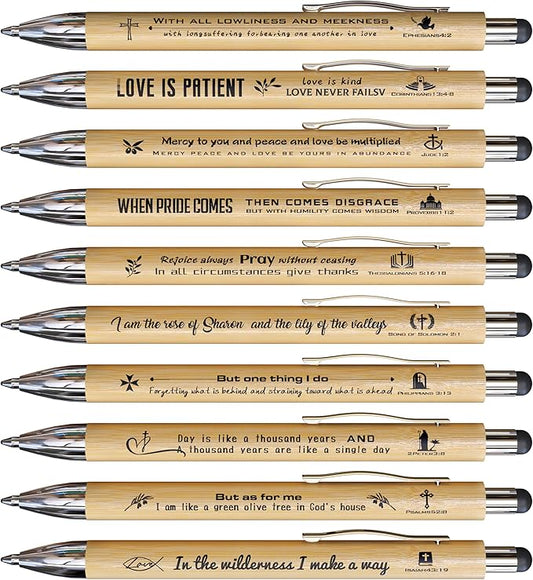 10 Pack Bible Verse Stylus Pens - Inspirational Scripture Gifts for Christians, Teachers, Office & School (Touchscreen, Black Ink, Religious Encouragement)-DeskLoop Office