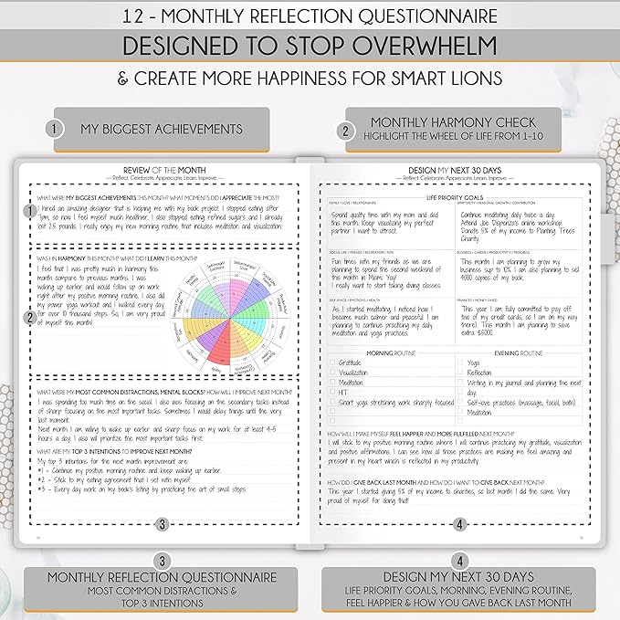 Life Planner - Undated Daily, Weekly & Monthly Planner with Budget Section | A 12 Month Journey to Increase Productivity & Happiness | Life Organizer & Gratitude Journal - Horizontal Format-DeskLoop Office