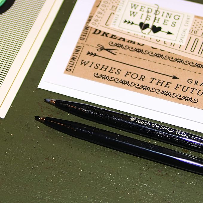 Pentel SES15CPC12 Sign Pen Brush Flexible Point Marker, Assorted, 12/Pack-DeskLoop Office