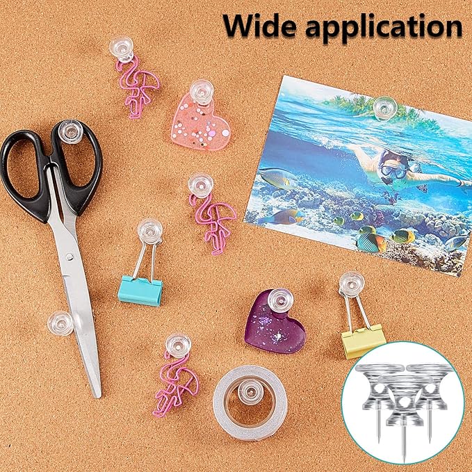 Outus 100 Pcs Giant Push Pins Large Thumb Tacks Plastic Heads 1 Inch Jumbo Push Pins for Cork Board Map Posters Office School(Clear)-DeskLoop Office