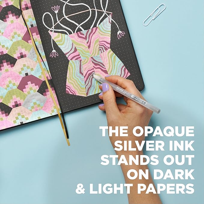 SAKURA Gelly Roll Metallic Gel Pens - Pens for Scrapbook, Journals, or Drawing - Metallic Silver Ink - Medium Line - 6 Pack-DeskLoop Office