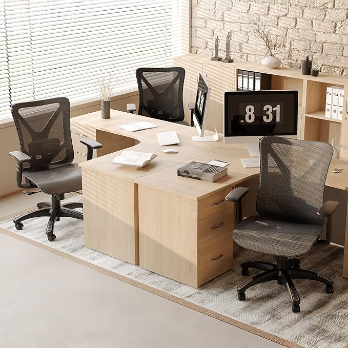 Ergonomic Office Chair, Mesh Computer Desk Chairs with Adjustable Lumbar Support, 3D Armrests, Tilt Function, Comfy Wide Seat, Swivel Executive Work Task Chair for Company and Home-DeskLoop Office