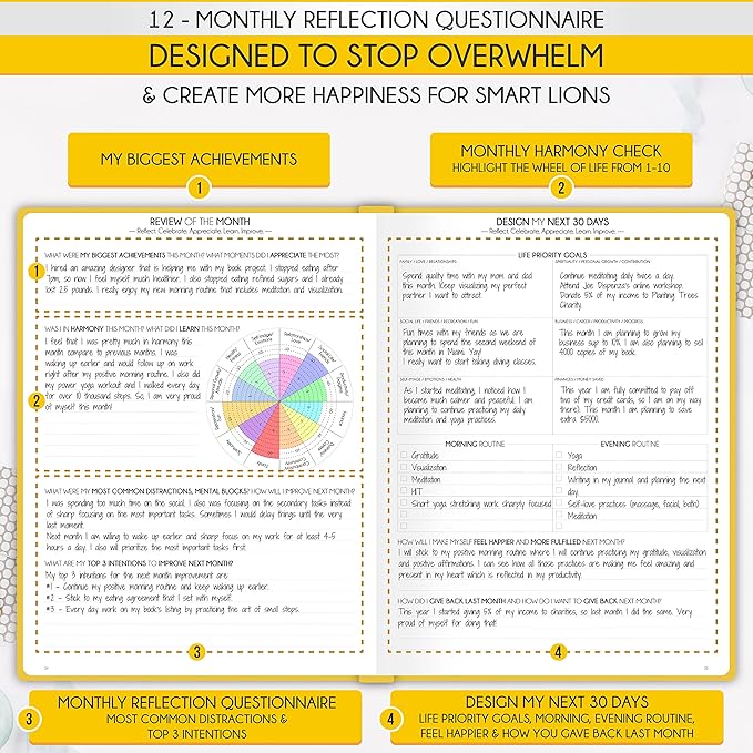 Life Planner - Undated Daily, Weekly & Monthly Planner with Budget Section | A 12 Month Journey to Increase Productivity & Happiness | Life Organizer & Gratitude Journal - Horizontal Format-DeskLoop Office