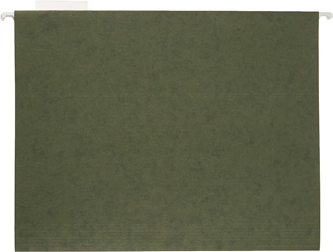 Amazon Basics Hanging Organizer File Folders for Efficient Filing, Sturdy, Adjustable Tabs, Letter Size, Pack of 25, Green-DeskLoop Office