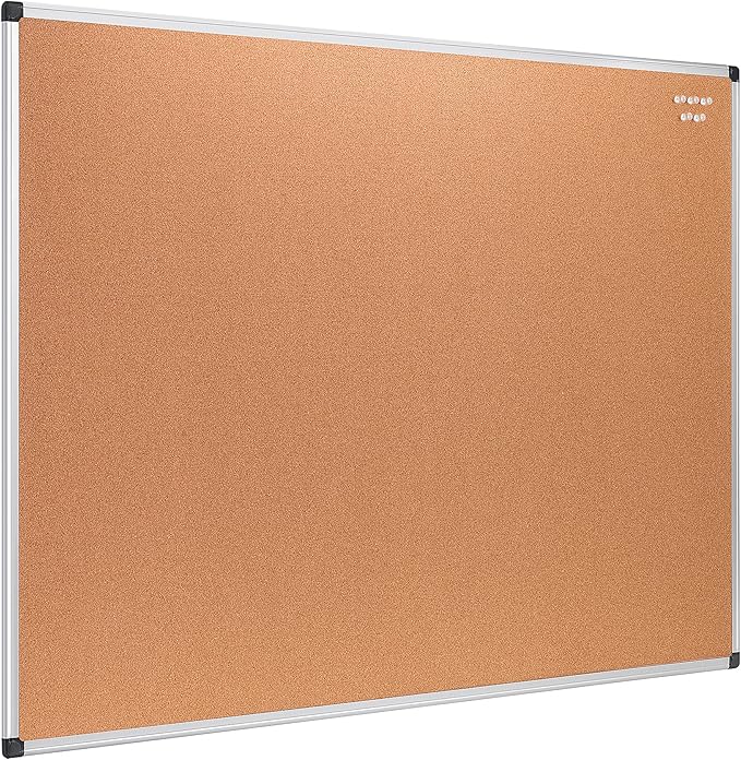 Amazon Basics Rectangular Bulletin Board, Cork Board for Wall, Vision Board for Classroom and Office, Aluminum Frame, 35" x 47", Brown-DeskLoop Office