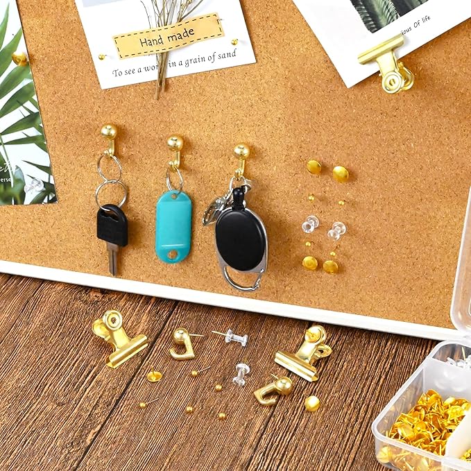 350 Pcs Gold Push Pins Set 5 Styles Decorative Thumb Tacks Assorted Push Pins for Bulletin Board, Cork Board-DeskLoop Office