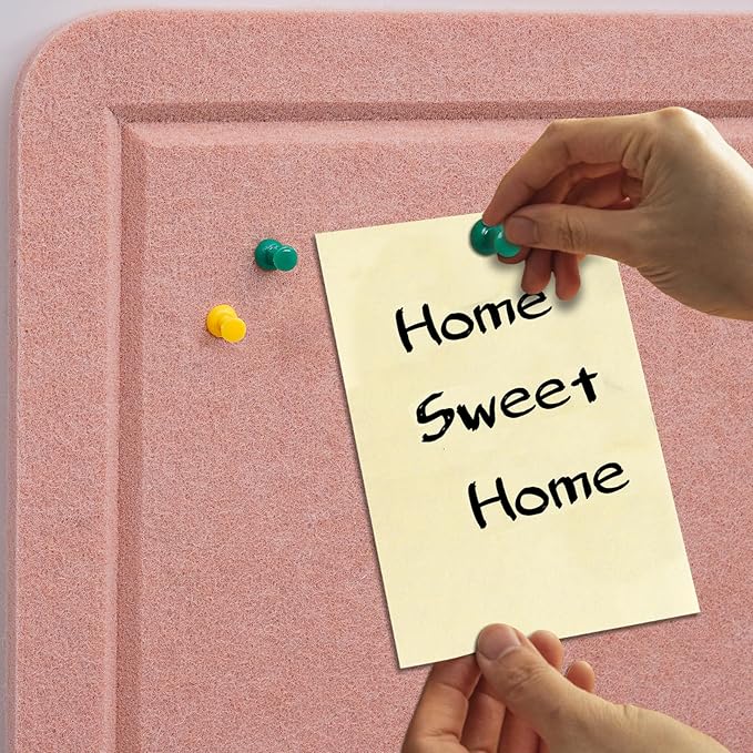 Large Bulletin Board - 48 X 36 inches Decorative Felt Pin Board - 4' x 3' Cork Board Alternative for Wall - Foldable Photo Board Self-Adhesive Vision Board Prayer Board with 30 Pushpins - Pink-DeskLoop Office