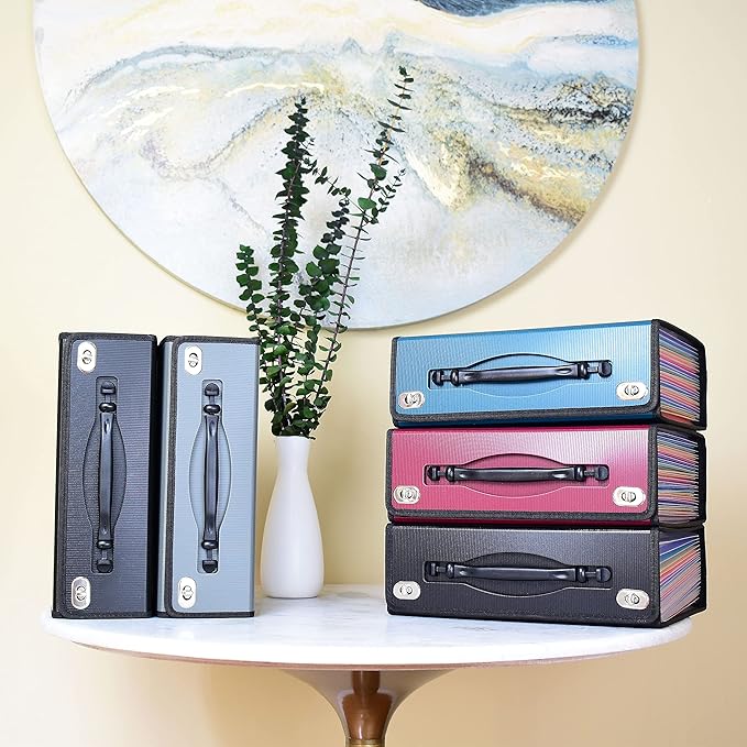 CNK Accordion File Folders with 24 Pockets Organizer for Document Paper Storage Folder Documents Expanding Binder Folio Pocket Receipt Filing Expandable Files Dividers Labels Letter Durable Handle-DeskLoop Office